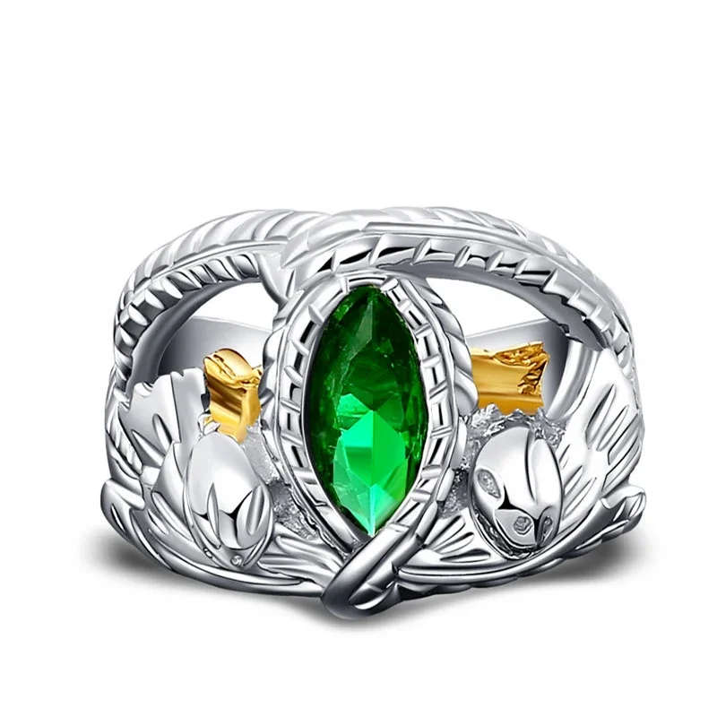 Кольцо LOTR Арагорна из стерлингового серебра 925 пробы, мужское кольцо с кристаллами Lord of Rings of Barahir, размер США 8-13 # (art.: 3920cb58cfc46) - 3920cb58cfc46