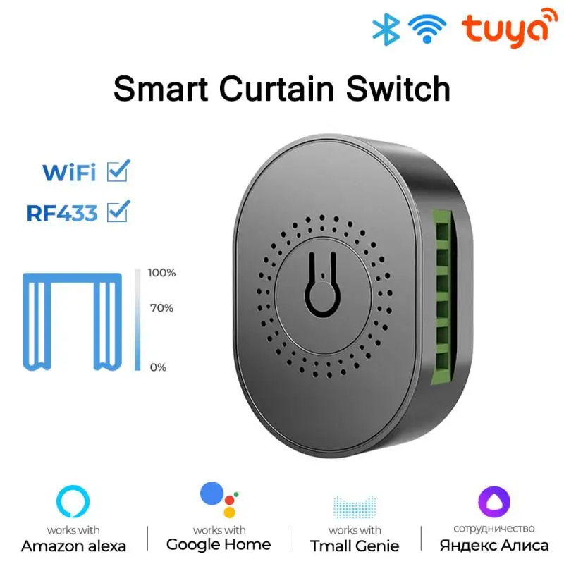 

2022 Wi-Fi RF433 переключатель для штор на колесиках Tuya Smart Life приложение для управления Совместимо с Alexa Google Home Яндекс Алисы