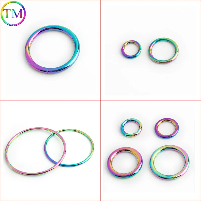 10-50Pcs Rainbow High Quality Metal Openable O Ring Buckle O Ring Metal O Ring Hardware For DIY Leather Handsbag Accessories