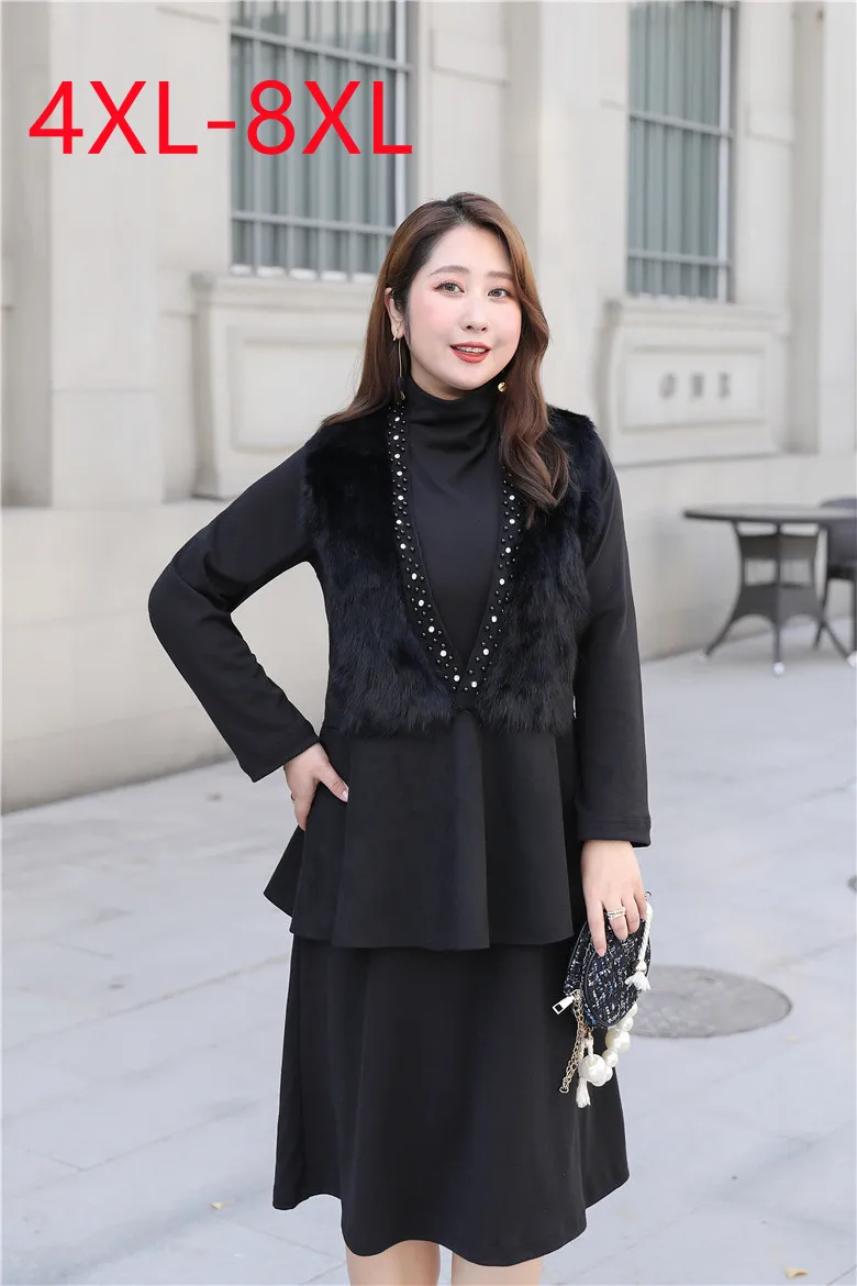 New 2022 Ladies Spring Autumn Plus Size Tops Vest Dress For Women Large Size Long Sleeve Turtleneck Tops 4XL 5XL 6XL 7XL 8XL