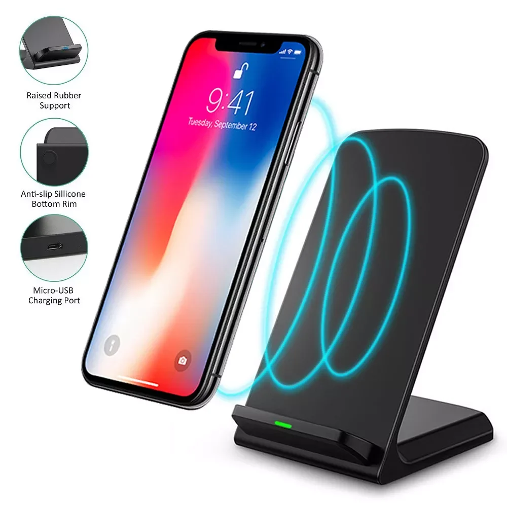 

Qi Wireless Charger Stand For iPhone 13 12 11 Pro X XS Max XR 8 Fast Charging For Samsung S21 Plus Dock Station Phone Holder