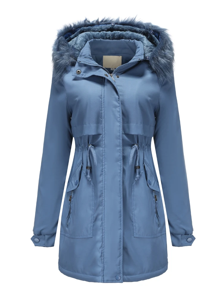 

Fitaylor New Winter Thick Warm Parkas Women Casual Hooded Fur Collar Detachable Cotton Coat Lady Fashion Zipper Jackets Outwear