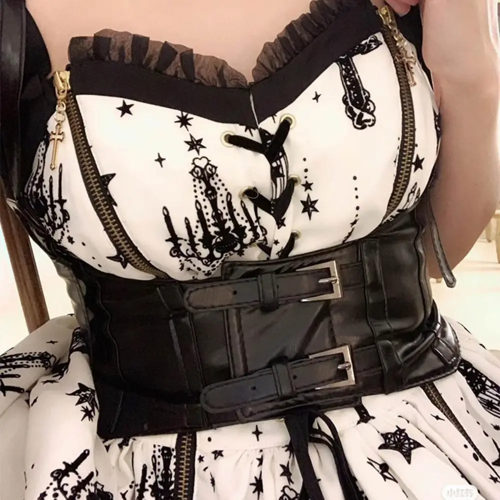 

Strap Corset Skinny Faux Leather Ultra Wide Adjustable Waist Strap Corset Women Corset for Party