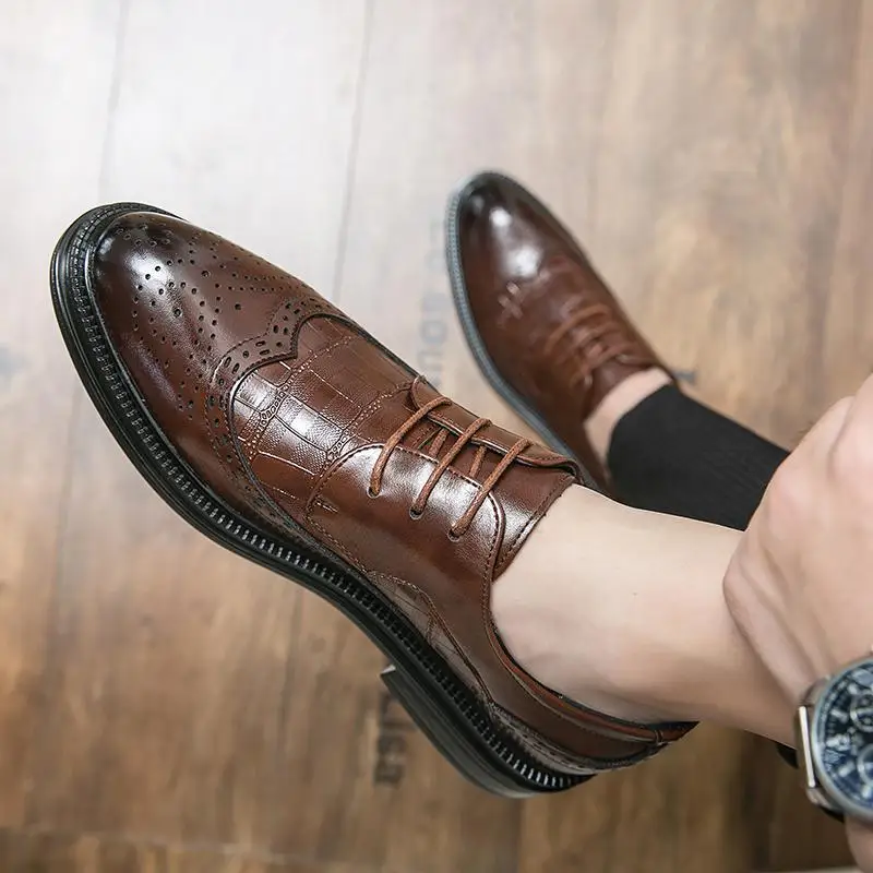 

Spring Men's Shoes Men's British Wild Black Working Wear Wedding Fashion Shoes Men's Business Casual Leather Shoes Shoes