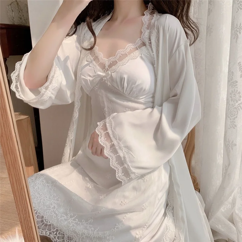 Qweek Women's Home Clothes Sleepdress Sexy Nightdress Nightgown Lace Sleepwear Nighty for Ladies Spaghetti Strap Summer