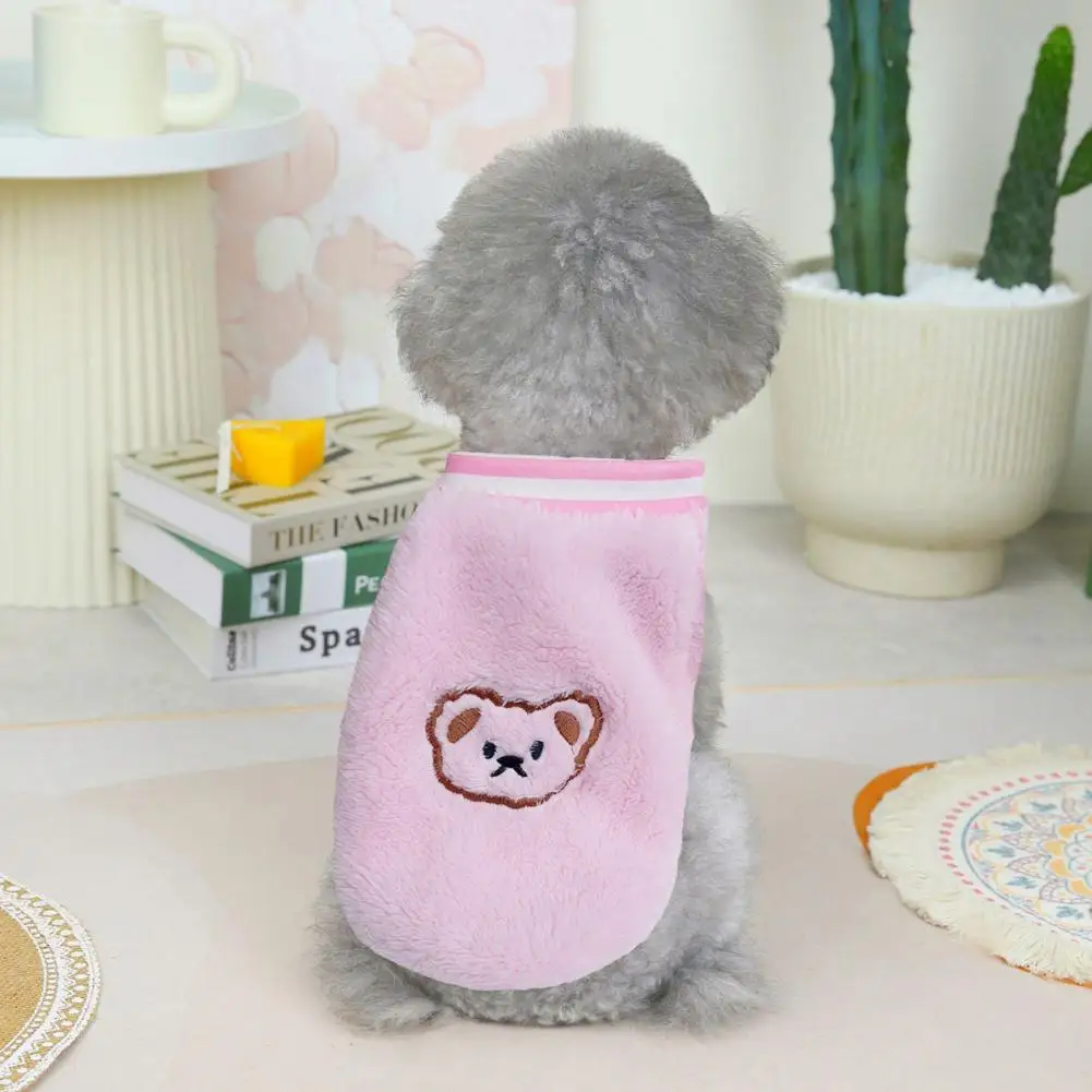 

Pet Coat Bear Embroidery Pet Clothing Coral Fleece Pet Dog Sweatshirt Two-legged Coat for Outdoor Dog Coat Puppy Sweatshirt
