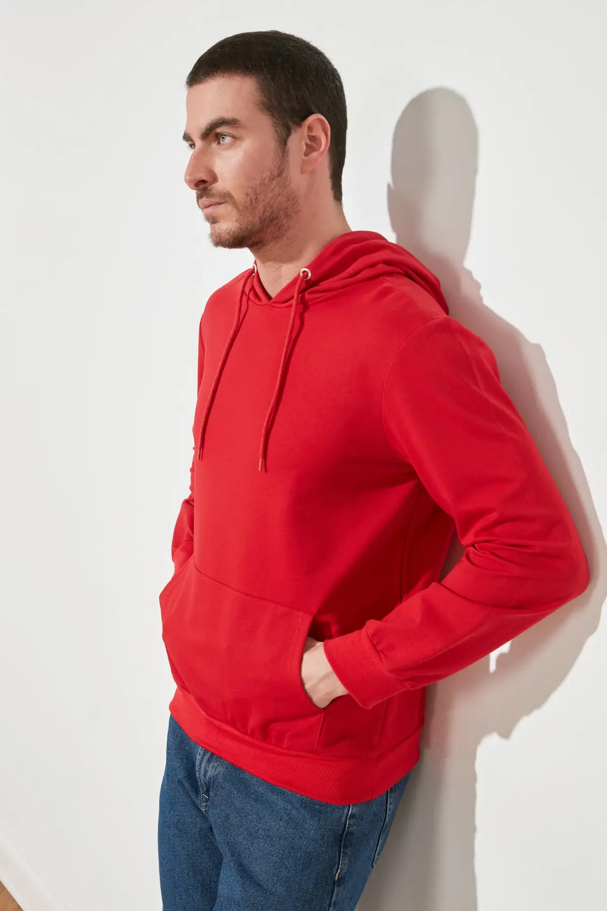 Trendyol бежевый мужской с капюшоном кенгуру карман длинным рукавом новый Свитшот