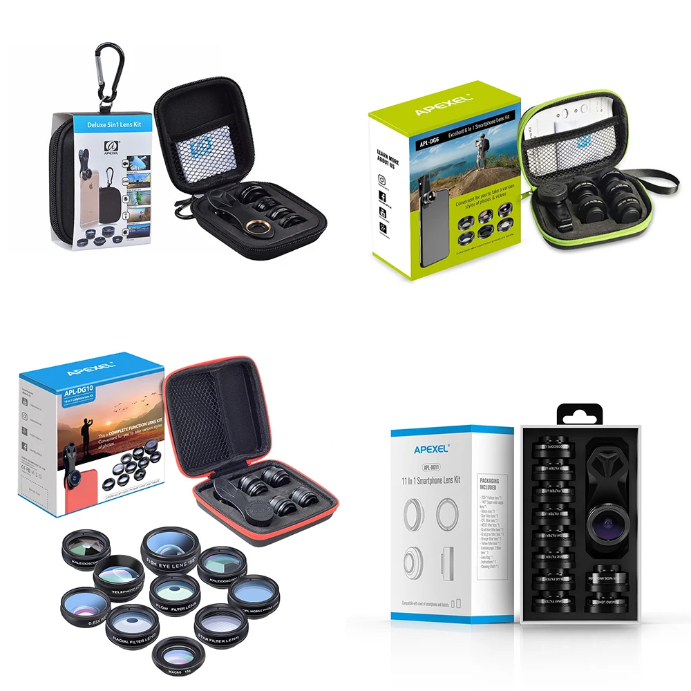 APEXEL HD Multi-Function 10IN1 11IN1 Phones Camera Lens Kits Macro Wide Angle Telephoto With CPL Star Filter For iPhone Samsung