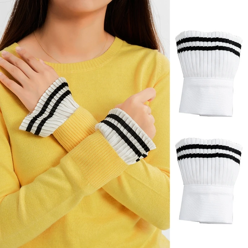 

Skirt Sweater Pleated Fake Sleeve Universal Wrist Cuffs Solid Color Decorative Sleeves Woman Wrist Clothing Drop Shipping