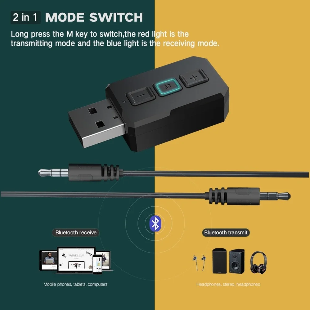 USB Bluetooth-адаптер PzzPss с поддержкой Bluetooth 5 0 и штекером AUX 3 мм |