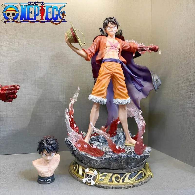 

One Piece Anime Figures 37cm Monkey D Luffy Figurine Sakura 2 Heads Statue Gk Pvc Collectible Model Toy Decoration Ornament Gift