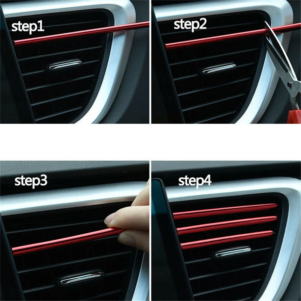 

10 Pack Decoration Bright Strip Red PVC 20cm Car Truck Accessories AUTO Air Conditioner Outlet Vent Decoration Strip