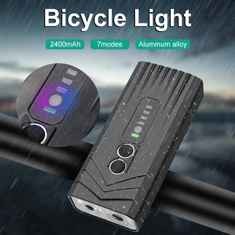 

T6 bike light aluminum alloy bike set MVB road bike light 2400mAh Headlight 7modes Taillight Cycling Bicycle Accessories
