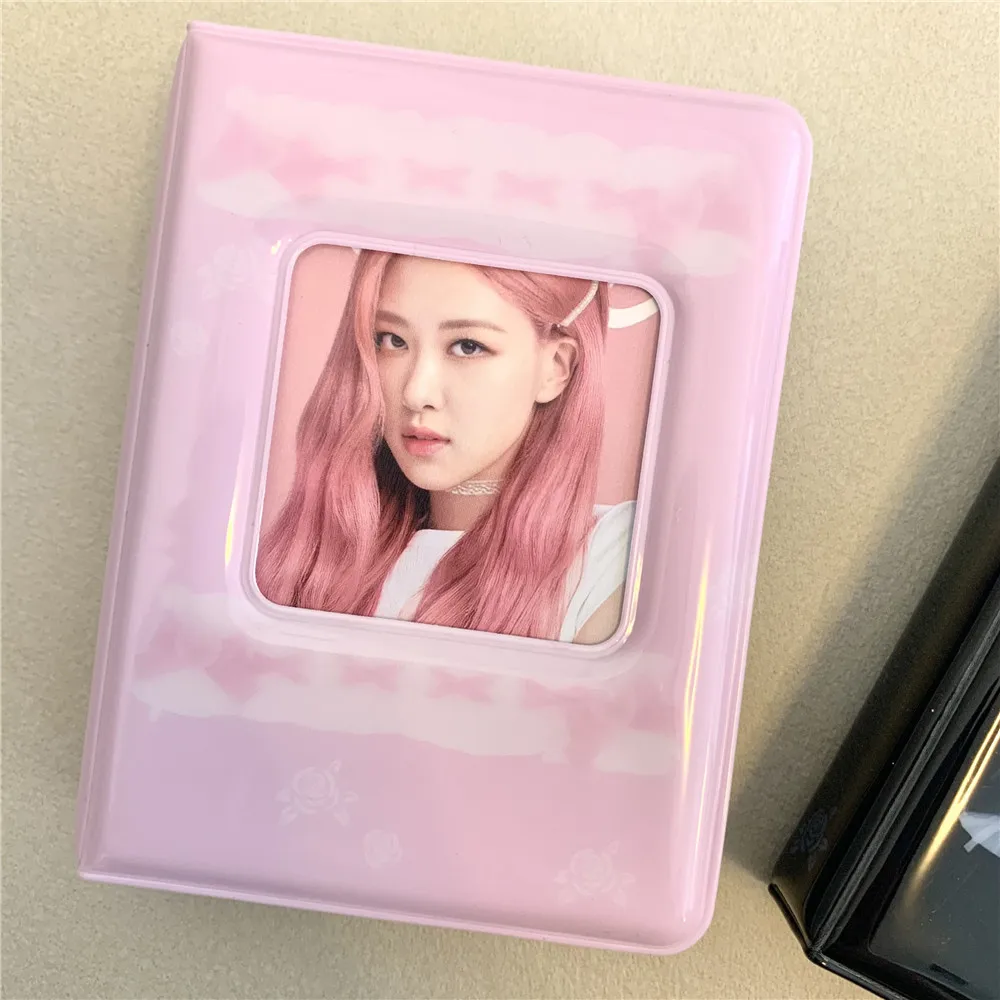 

Sweet and Cool Photocard Holder 3 Inch 40 Grids Photo Album Lace Pink Black Polaroid Album Idol Cards Postcards Collect Book