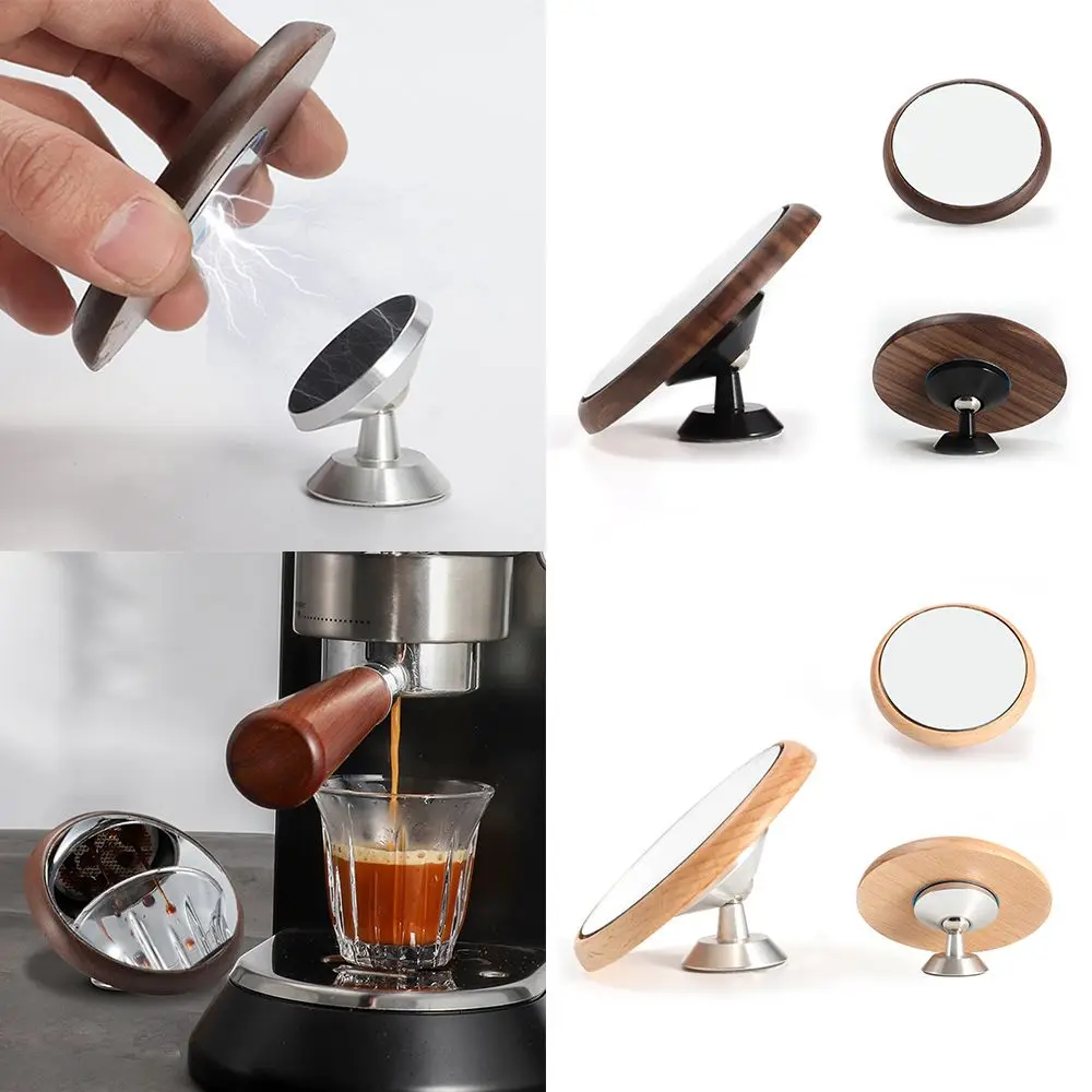 

Lens Wooden Base Magnetic Flow Rate for Bottomless Portafilter Observation Reflective Mirror Espresso Shot Mirror
