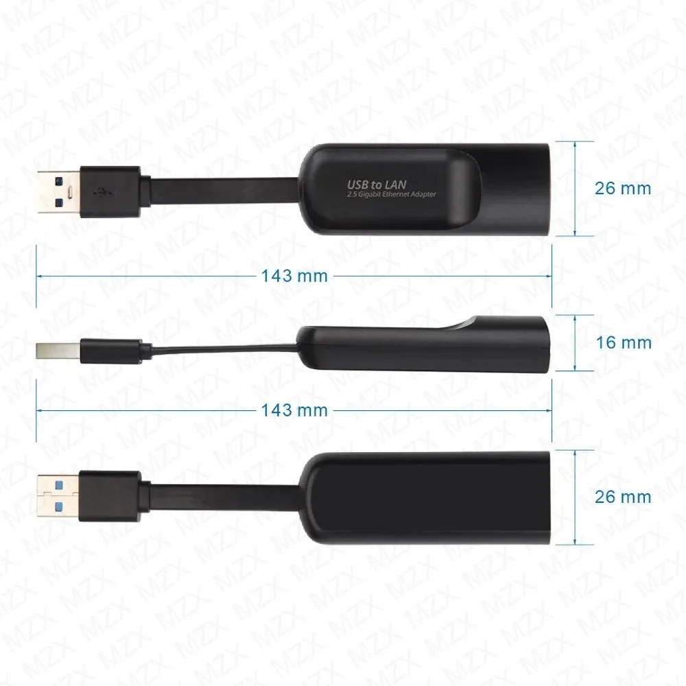 Фото Сетевая карта MZX 2500 Мбит/с/1000 Мбит/с, USB 3.0 Type-C на RJ45, гигабитный Ethernet-адаптер, проводной конвертер LAN для ПК и ноутбуков №5