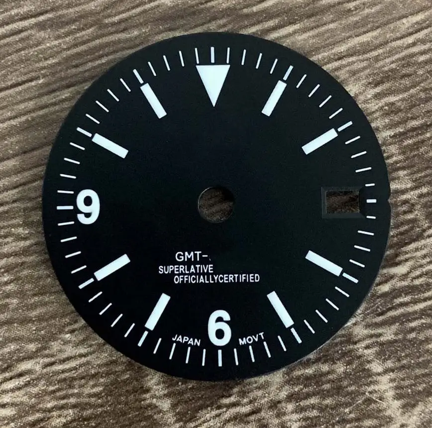 29mm Retro black GMT dial watch accessory green luminous black dial fitted with nh34 movement