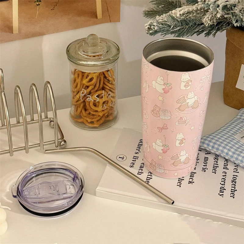 Милая стальная Термокружка 550 мл кружка большая емкость бутылка для воды кофе чая