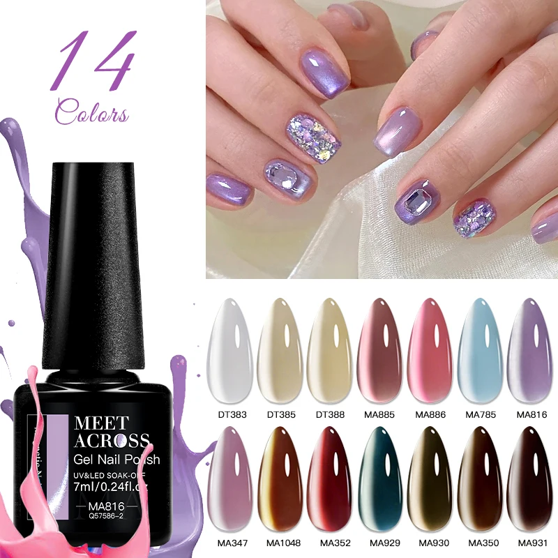 Фото Набор для маникюра Moonnight Magnetic Gel Nail Art, 14 шт., гель-лак с эффектом кошачьего глаза, полуперманентный лак, УФ/LED гель, профессиональный набор для салонного маникюра №4