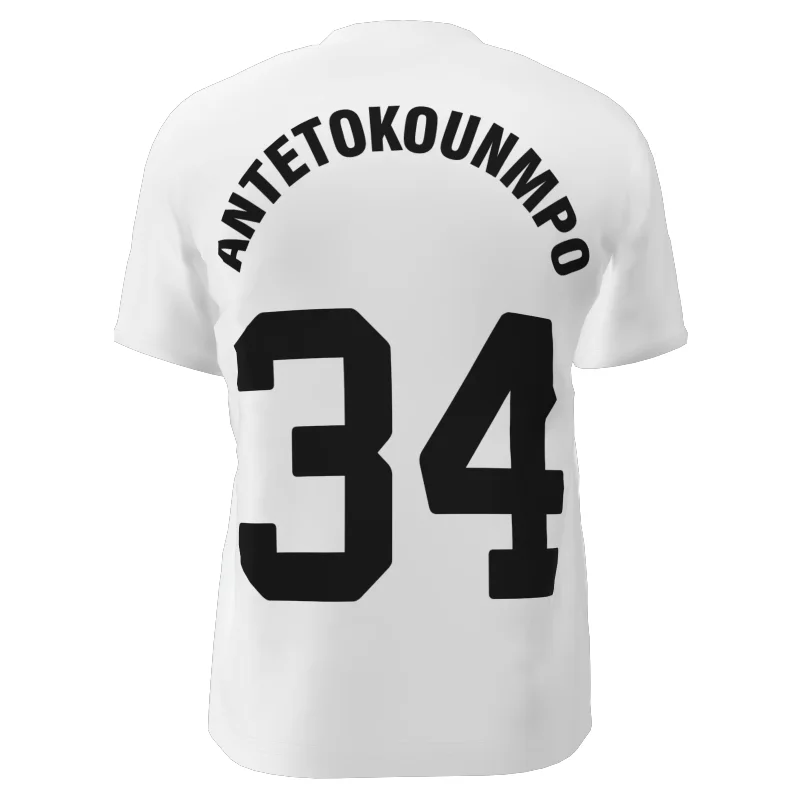 Giannis Antetokounmpo Бесплатная футболка с индивидуальной этикеткой имя номер портретные