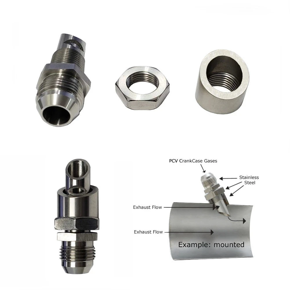 

Stainless Steel Exhaust Vacuum Kit Catch Can Vent E-VAC Scavenger Kit includes T304 SS E-VAC fitting