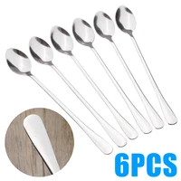 6 piecesset long stainless steel coffee scoop ice cream dessert tea scoop picnic kitchen accessories