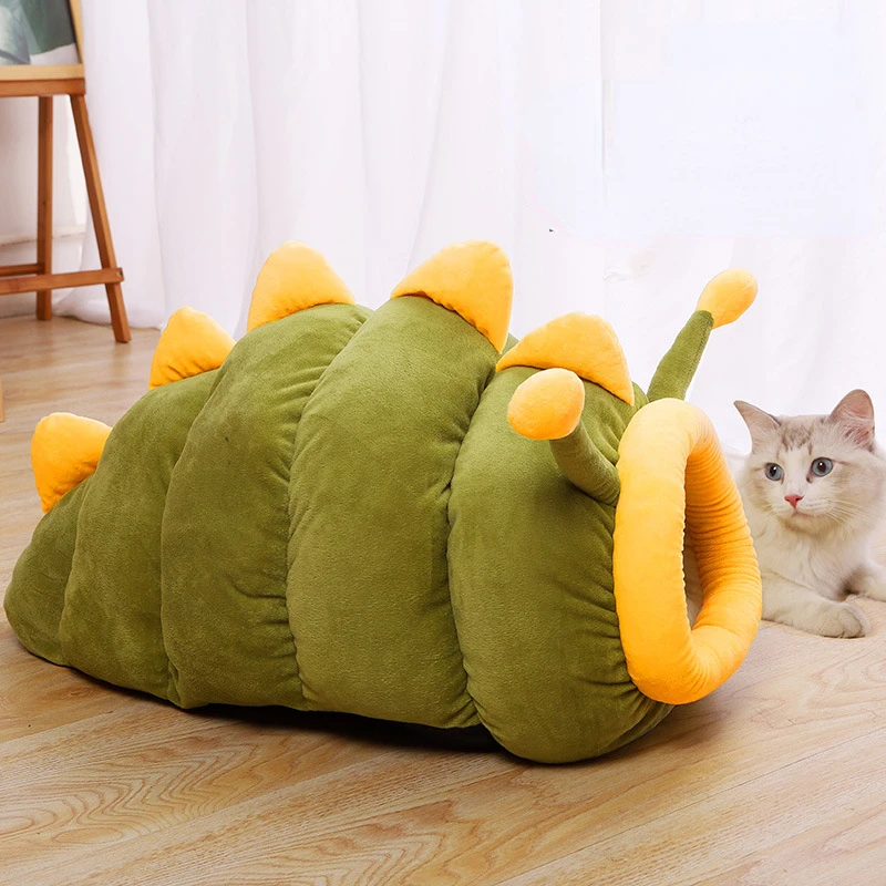 

Cartoon Shaped Windproof Washing Cat Bed Caterpillar Sheep Sleep Pup Kennel Tunnel House Warm Lock Temperature Kennel Pet Nest
