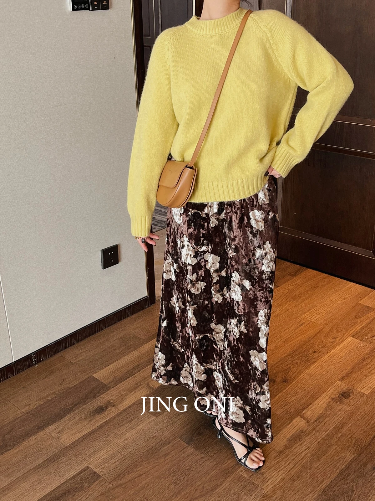 Женская бархатная юбка с цветочным принтом длинная юбка-клеш высокой талией в