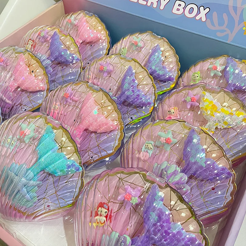 New Mermaid Shell Jewellery Box Simulation Ring Hairpin Accessories Girls Princess Play House Toy For Girlfriends Gift