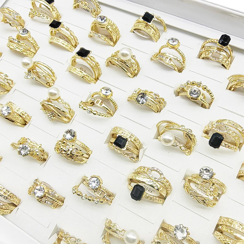 10 шт./партия женские кольца с бусинами