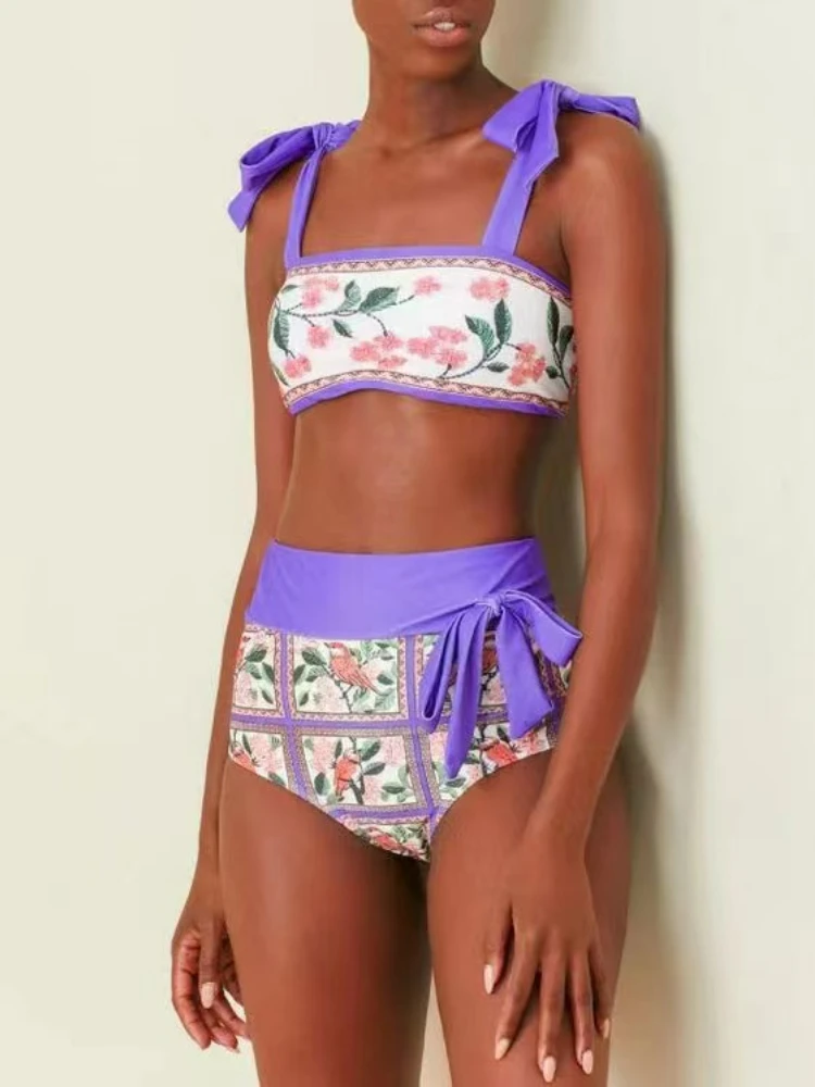 Women's Bikini Set Three Piece Printed Print Pattern Beach Style Summer 2023 Size S-L