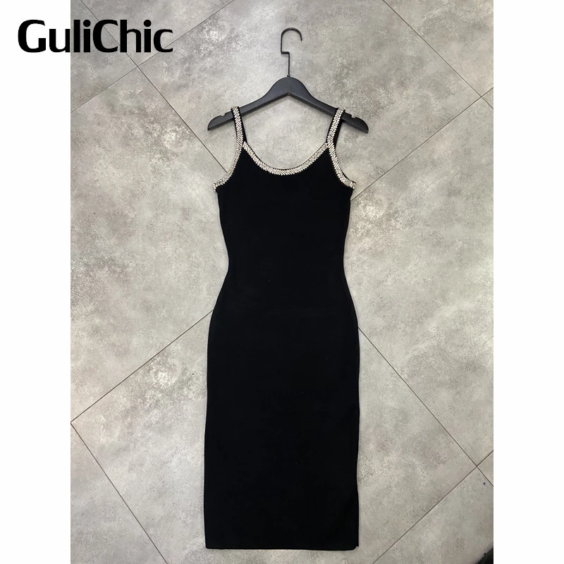 

5.11GuliChic женские элегантные сексуальные бретельки с открытой спиной блестящие бриллианты Стрейчевые тонкие вязаные облегающие бедра