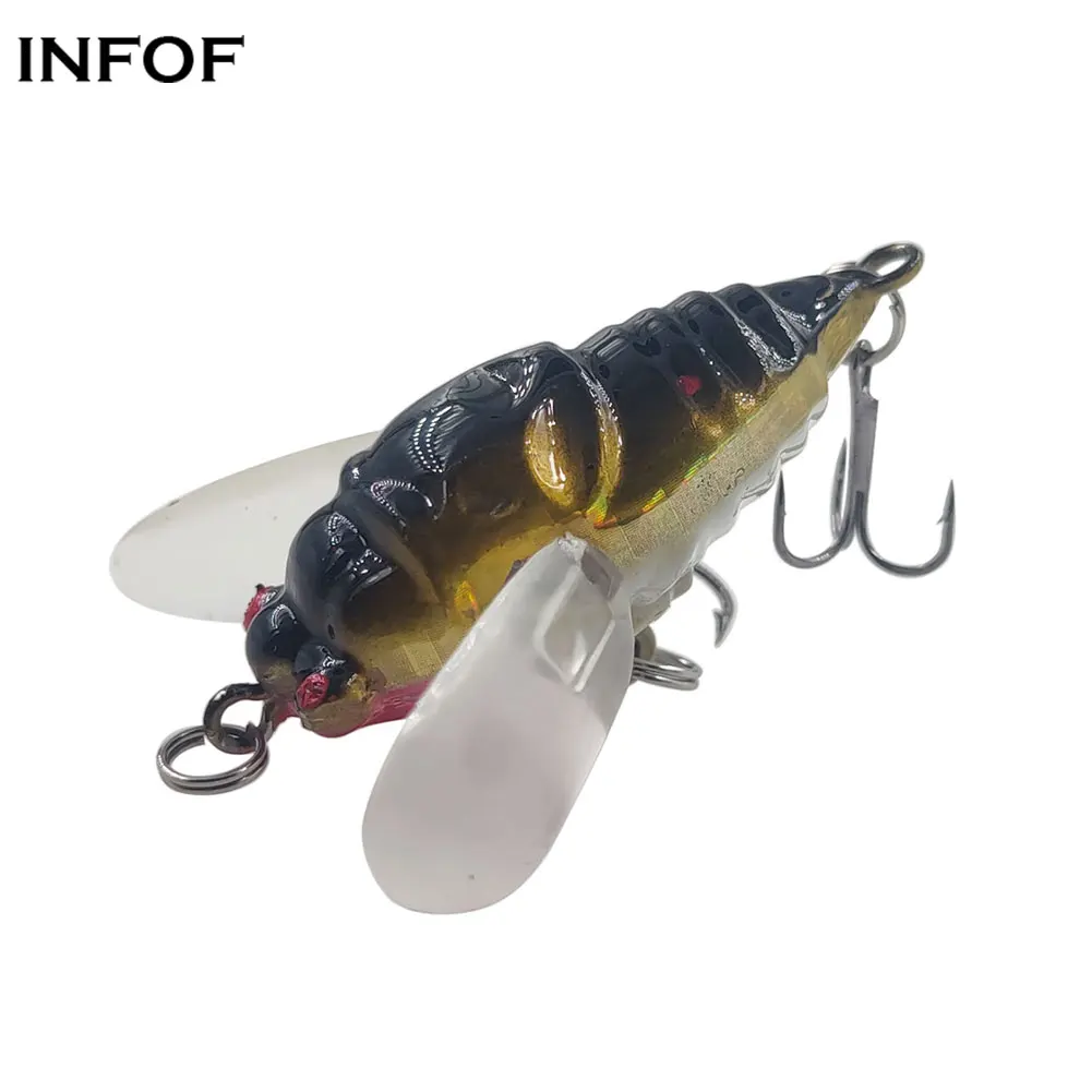 Односоставная приманка для рыбалки "Цикада" Поппер 5см/6г Плавающая твердая искусственная приманка для ловли рыбы на поверхности воды