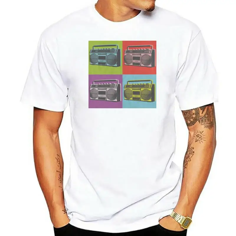 Lost Gods Pop Boombox Squares Mens Graphic T Shirt Harajuku Hip Hop Tee Shirt