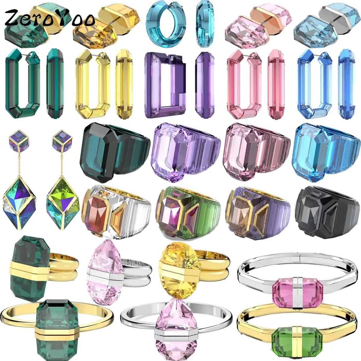 

Рождественское украшение 2023 SWA Модные Ювелирные наборы очаровательные роскошные розовые зеленые высококачественные женские кольца серьги...