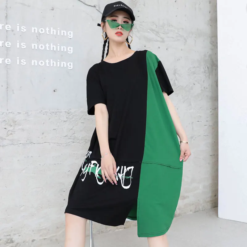 

SuperAen/Новинка 2022 года; Женские свободные повседневные платья с коротким рукавом и круглым вырезом; Сезон лето