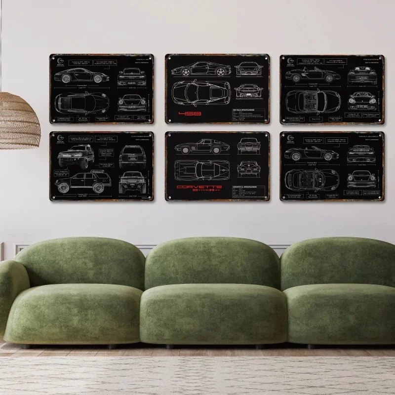 Классический дизайн автомобиля рисунки Ретро Металлические плакаты знаки