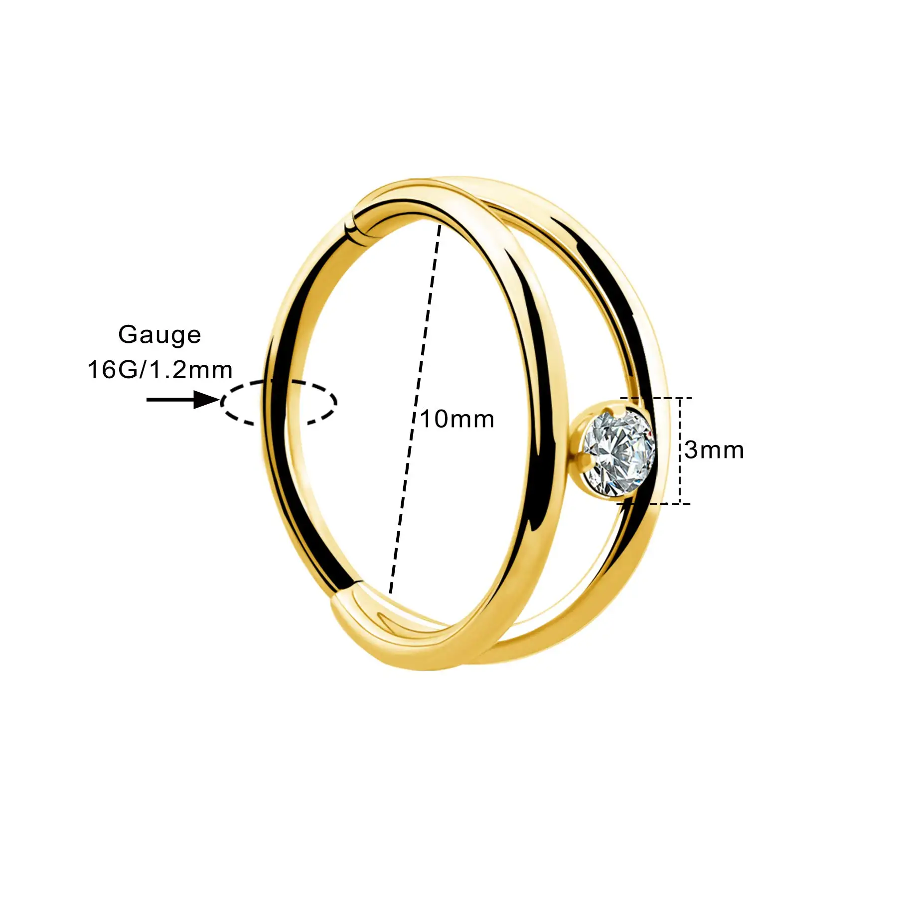 2pcs Titanium Zircon Septum Clicker Piercing Helix Nose Rings Double Hoops Ear Studs Cartilaged Tragus Helix  Body Jewelry