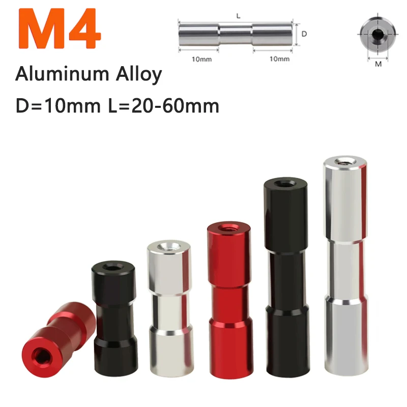 

1 шт. M4 круглая алюминиевая стойка с внутренней резьбой и внутренней резьбой Длинная оснастка с внутренней резьбой внешний диаметр 10 мм длина 20-60 мм