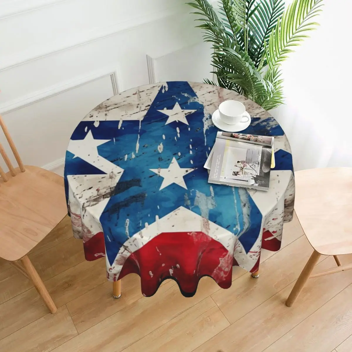 

Скатерть в стиле ретро с американским флагом диаметром 60 дюймов, 152 см, водонепроницаемая декоративная рамка, праздничный Декор