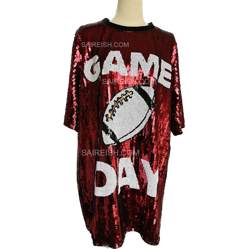 Dark Red Wine Game Day рубашка с пайетками Dress