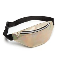 adjustable laser glitter belt waist chest bag women waterproof pu leather travel sports purse pouch fanny bags
