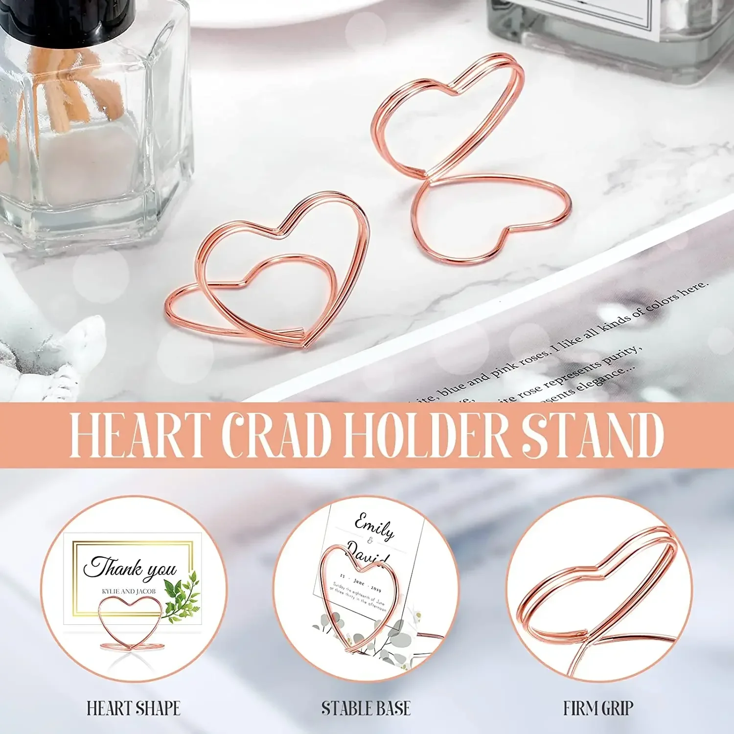 Металлический держатель для фотографий в форме сердца 20 шт.