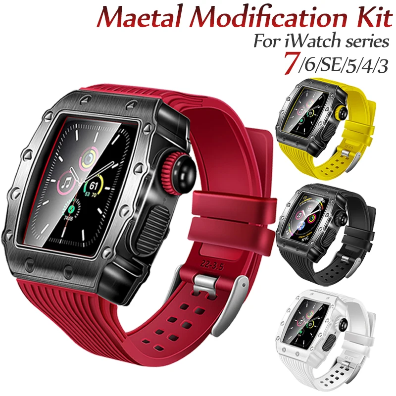 

Luxury Modification Kit watch case for apple watch 7 45mm 41mm Stainless Steel Shell for iwatch 6 SE 5 4 44mm 40mm band cover
