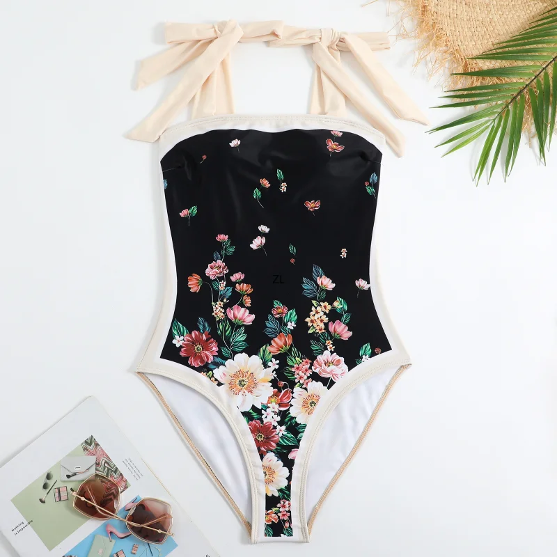 2023 One Piece Swimsuit For Women Cover Up Swimwear Sexy Print Backless Bathing Suit Monokini Beach Bodysuit Summer