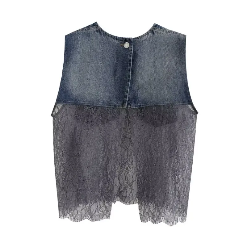 Женский джинсовый жилет без рукавов голубой цвет
