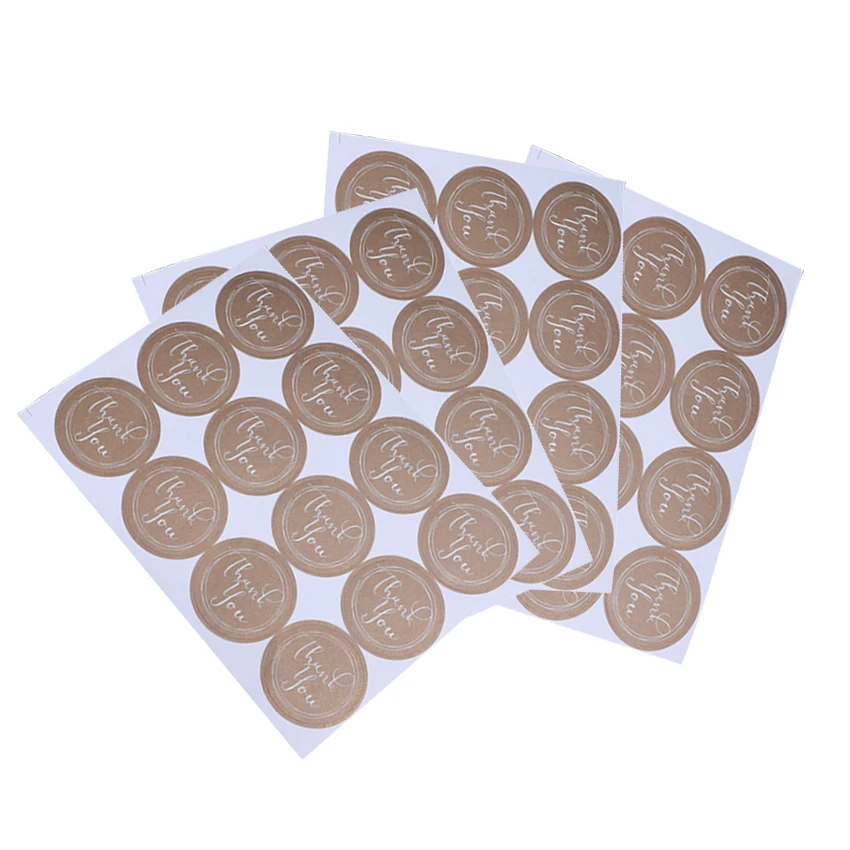 

1200pcs/lot 'Thank you' Adhesive Decorative Kraft Paper Sealing Label Sticker DIY Gift Product Package Decoration Stickers Label