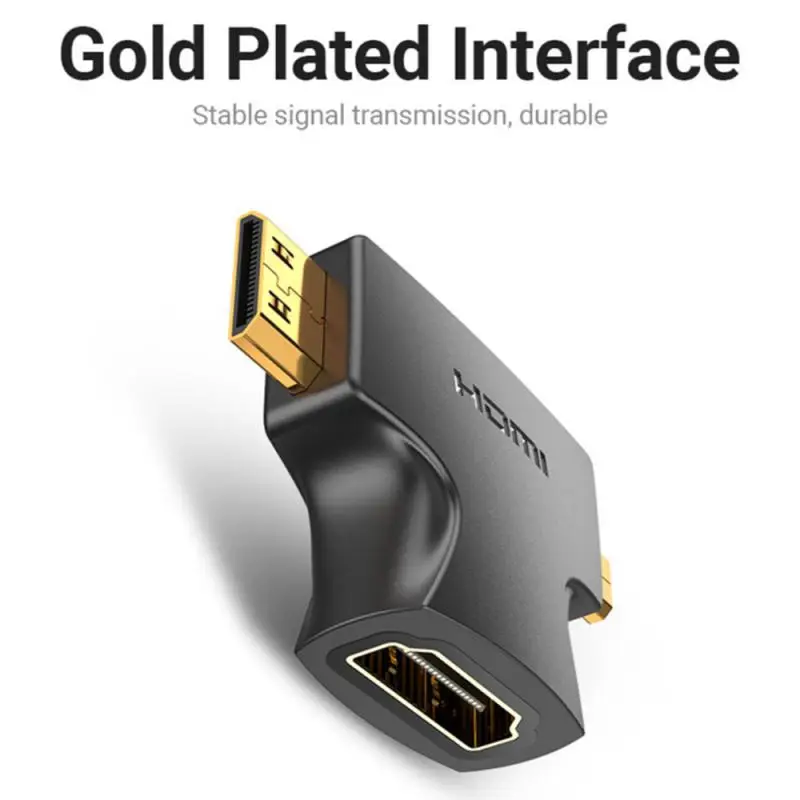 

Cable Connector Mini Adapter 2 In 1 Male To Female Micro Hdmi-compatible For Camera Tv Hdmi-compatible 1080p @ 60hz Foldable