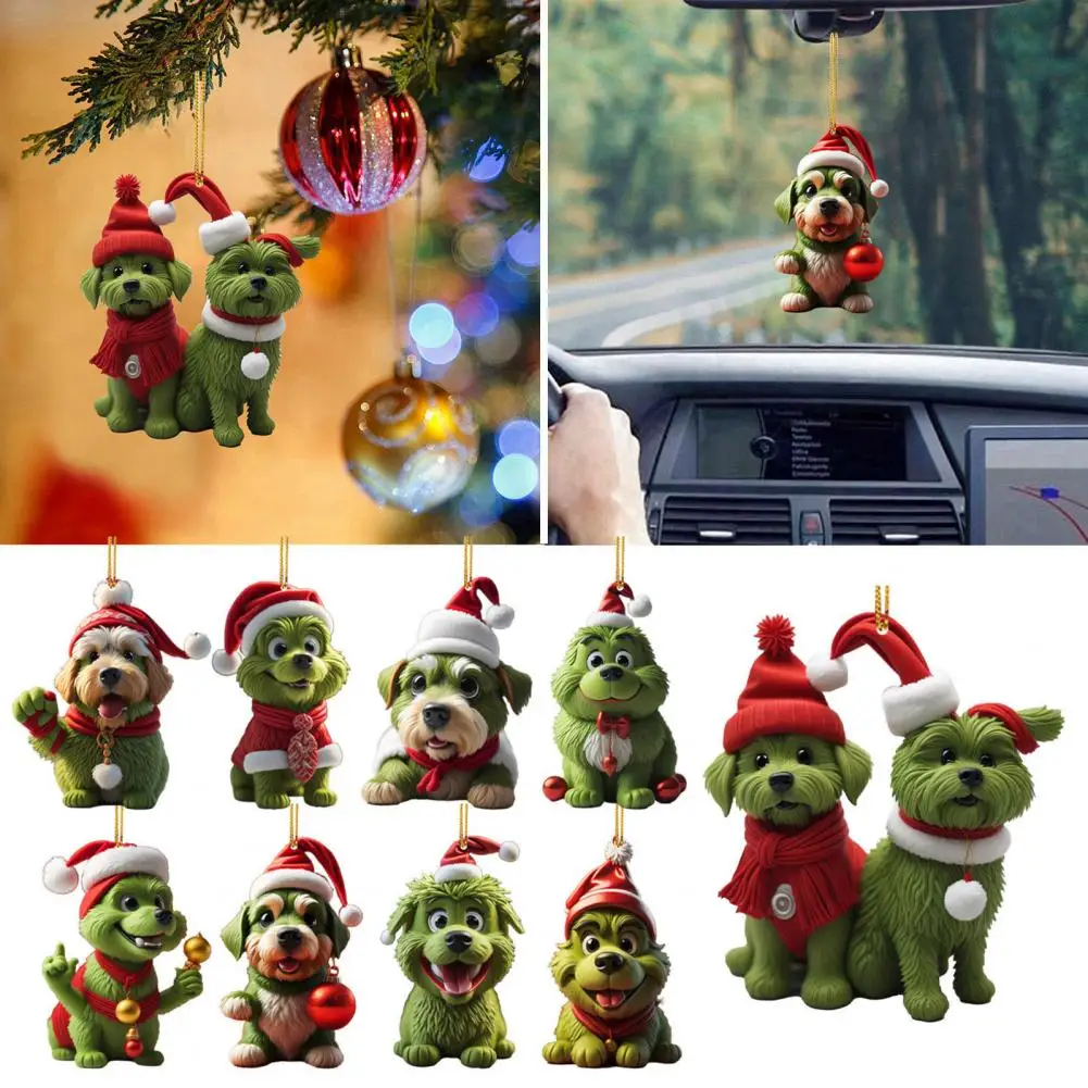 

Easy to Hang Christmas Decoration Reusable Christmas Green Hair Dog Decor Xmas Tree Puppy Ornament Holiday Party for Lovers