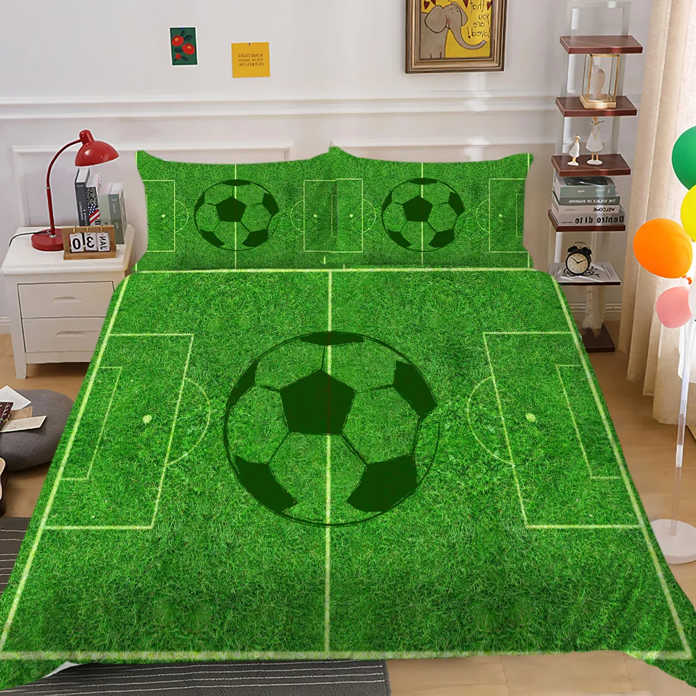 

Hot Style 2 or 3pcs Football Printing Soft Duvet Cover Sets 1 Quilt Cover + 1/2 Pillowcases Single Twin Full Queen King